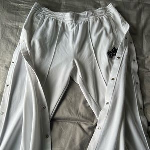 Adidas side button wide leg pants in white size Large